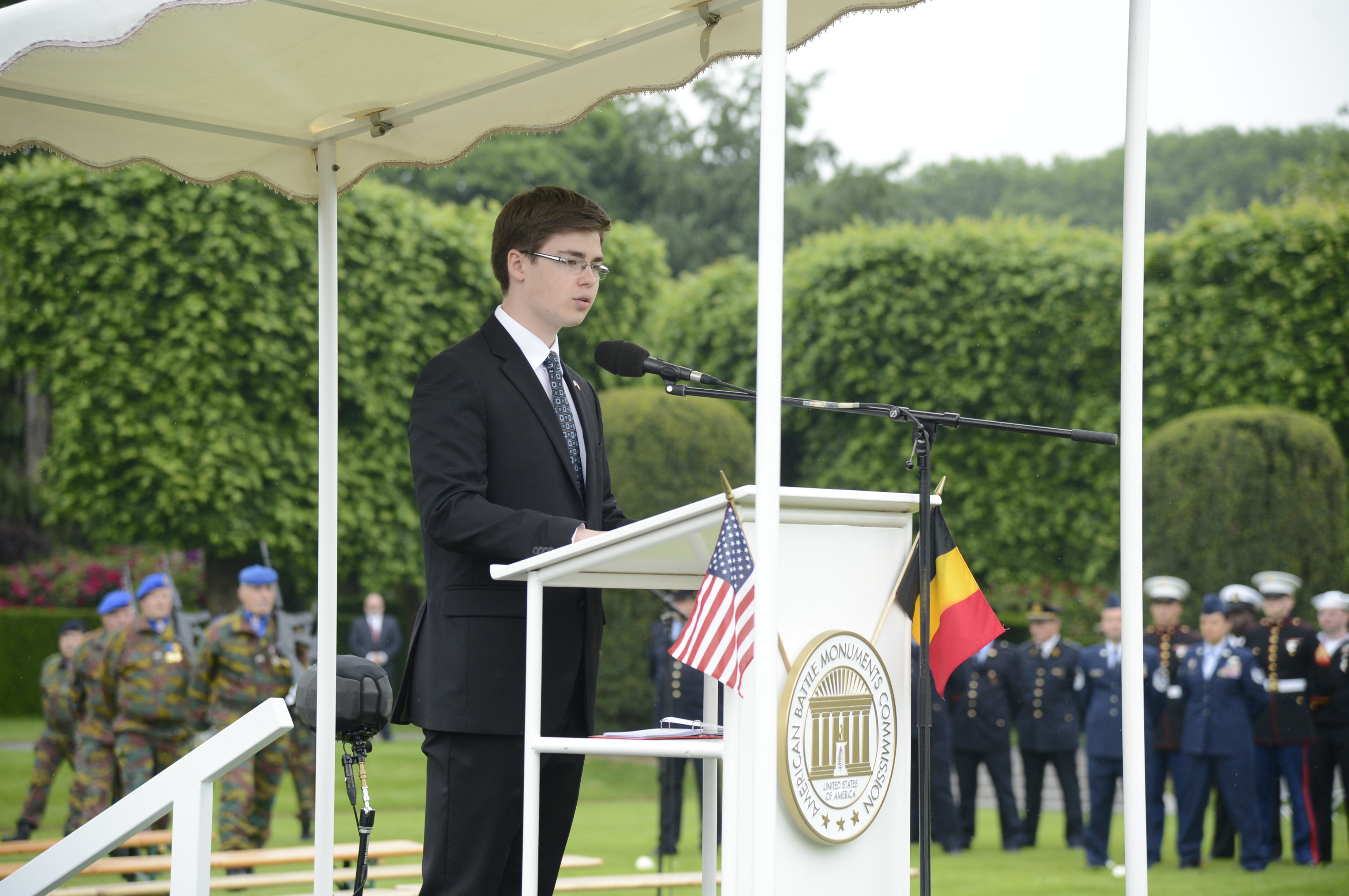 Austin Muraille reciting the Flanders Field Poem at the 2016 Memorial Day ceremony Flanders Field Poem Muraille