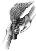 passing the torch showing hands which passing a torch to one another