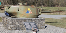 10th Armored Division Plaque and Sherman Tank turret in Bastogne 10th Armored Division plaque Bastogne